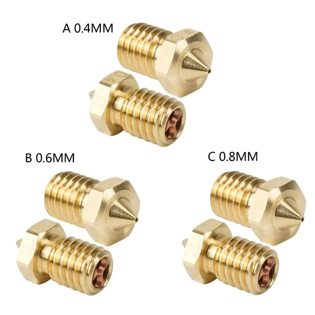 3D Printer Nozzle Tip 0.4mm 0.6mm 0.8mm for E3DV6 Brass Nozzle 0.4 0.6 0.8 2PCS