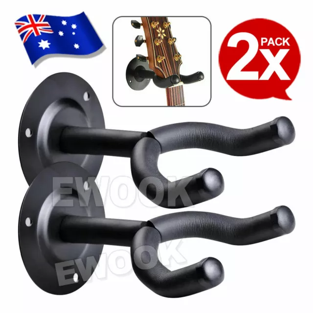 2X Guitar Hanger Wall Mount Holder Hook Rack Bracket Padded Instrument Display