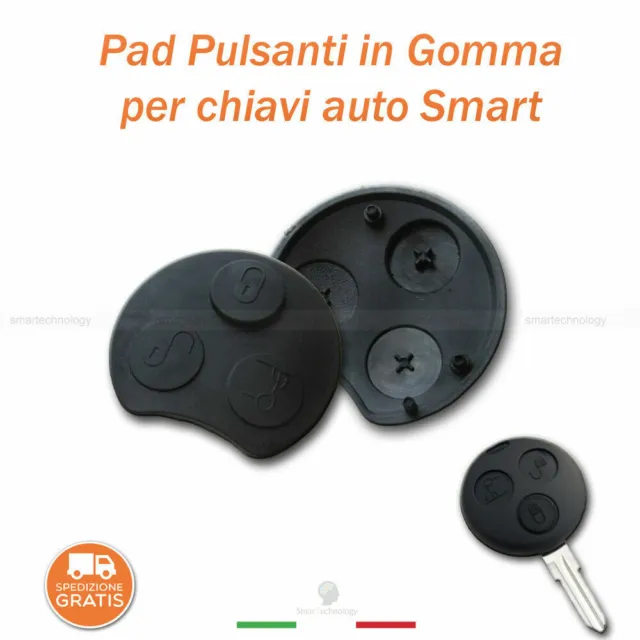 Tastiera Pulsanti Gomma Chiave Auto Telecomando 3 Tasti Smart Fortwo 450 Coupe