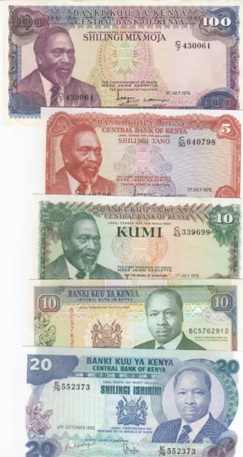 Kenia, Menge Von 5, Zentral Bank Von Kenia Banknote Sammlung, Aunc / UNC