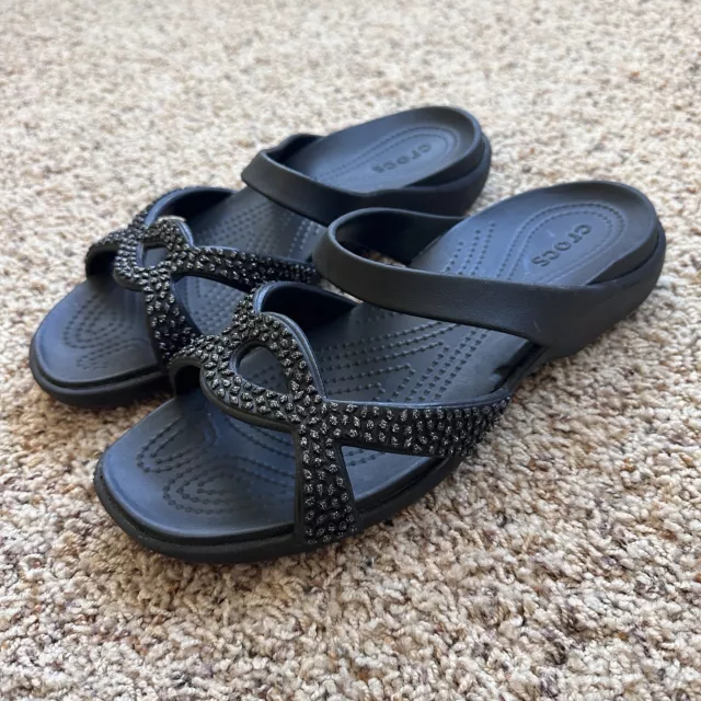 Crocs Meleen Twist Diamente Slide Sandals Women 11 EXCELLENT