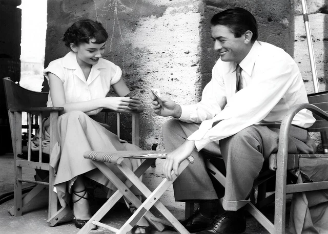KUSTOM ART Poster Audrey Hepburn & Gregory Peck Su Scooter, Stampa Su Carta Patinata, 40x30 Cm, Senza Cornice