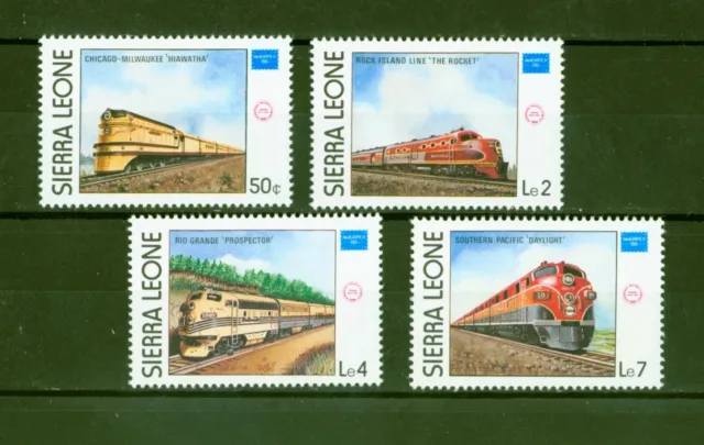 Sierra Leone 1986 - Trains Railway Locomotives Hiawatha - No. 892-95