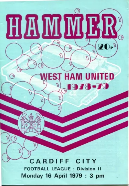 West Ham United vs Cardiff City Programme April 16 1979