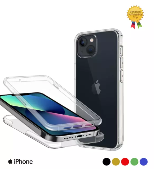 Custodia Cover 360° per IPHONE 14 PLUS trasparente fronte retro FullBody Tpu