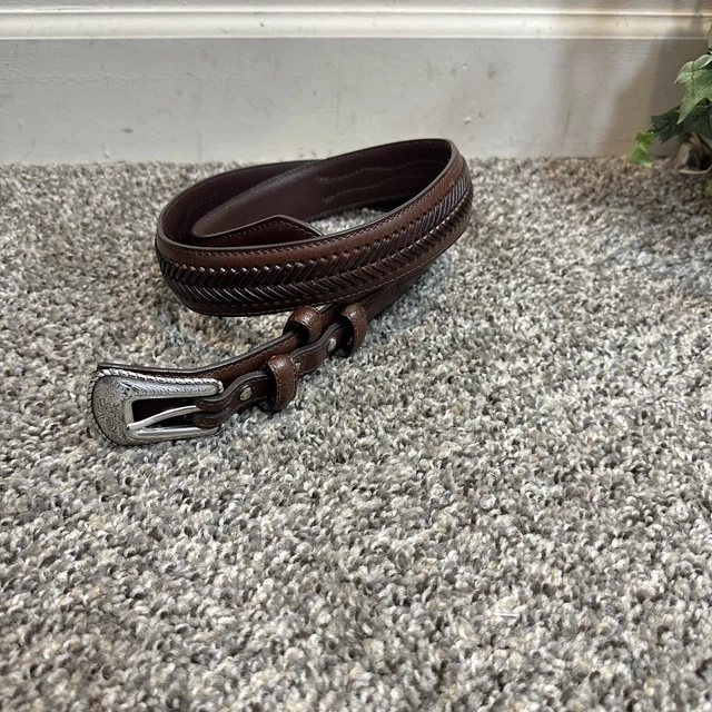 Nocona Genuine Leather Western Belt Men's Size 36 Brown Silver Buckle
