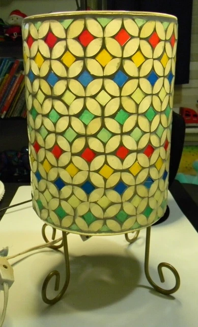 Tabletop Lamp, Colorful Glass Shade
