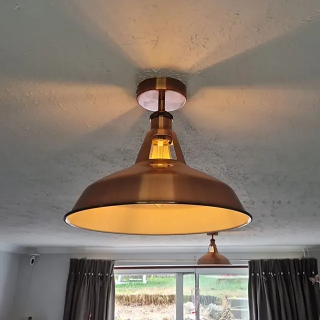 Modern Semi Flush Ceiling Light Fitting Brushed Metal Lounge Ceiling Lampshade
