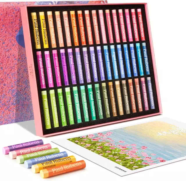 Paul Rubens Oil Pastels, 48 Macaron Colours Soft Pastels Non-Toxic Pastels fo...