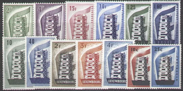 EUROPA STAMP ANNEE COMPLETE 1956 13 TIMBRES NEUFS xx LUXE VALEUR : 671€