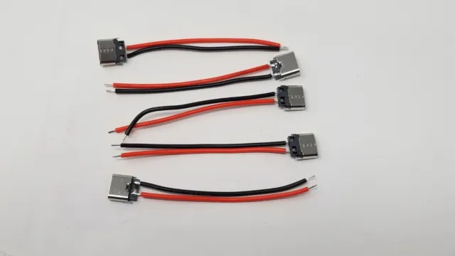 USB C Type-C Female Connector Pigtail 2 Wire DIY Electronics Port