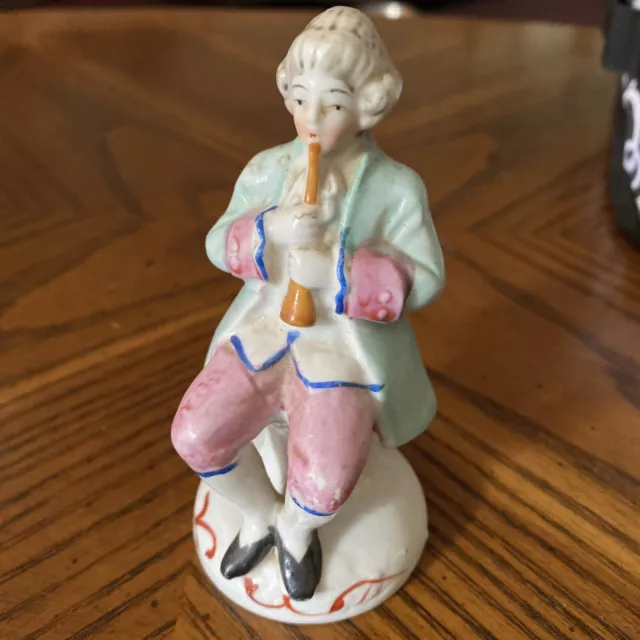 Vintage Ceramic 5" Flute Clarinet Player Man Marked Made in Occupied Japan