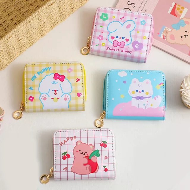 Girls Square Small Zip Purse Mini Money Coin Pouch Key Holder Cute Childs Wallet