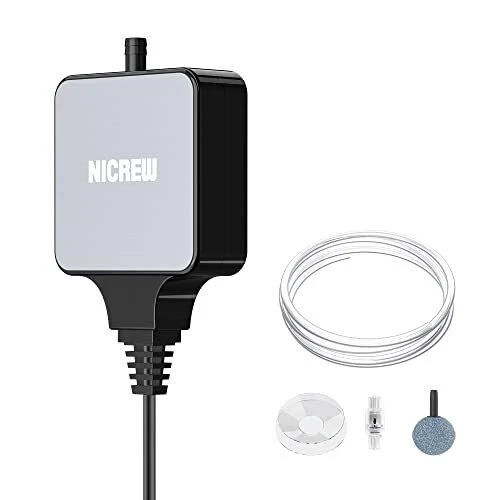 NICREW Bulleur Aquarium, Nano Silent Mini Pompe à Air Aquarium jusqu'à 40L, Ultr