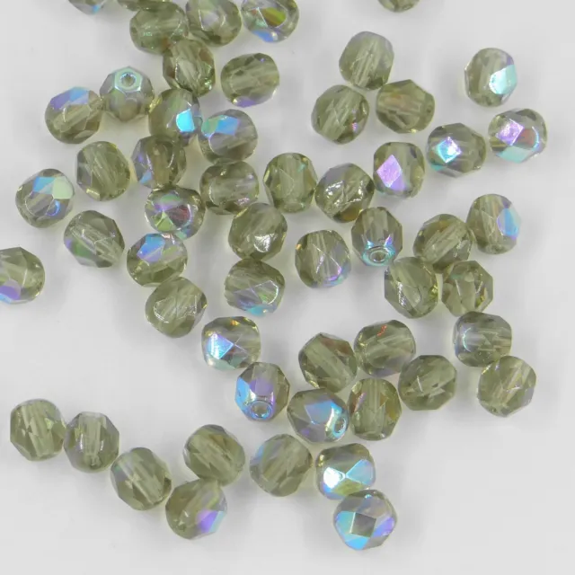 F6 BDX *** 27 perles à facettes verre de Bohême 6MM BLACK DIAMOND AB