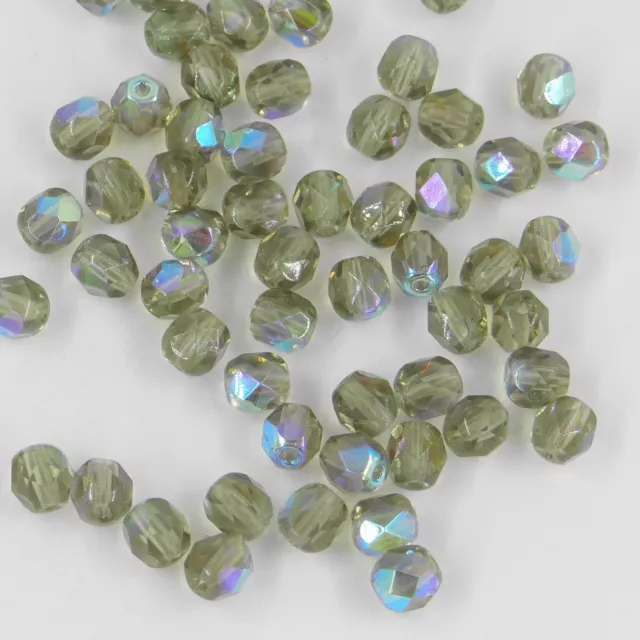 F6 BDX *** 27 perles à facettes verre de Bohême 6MM BLACK DIAMOND AB