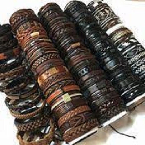 Bracelet En Cuir Unisexe - Couleur Noir Et Marron, Style Différent, Neuf Avec étiquettes