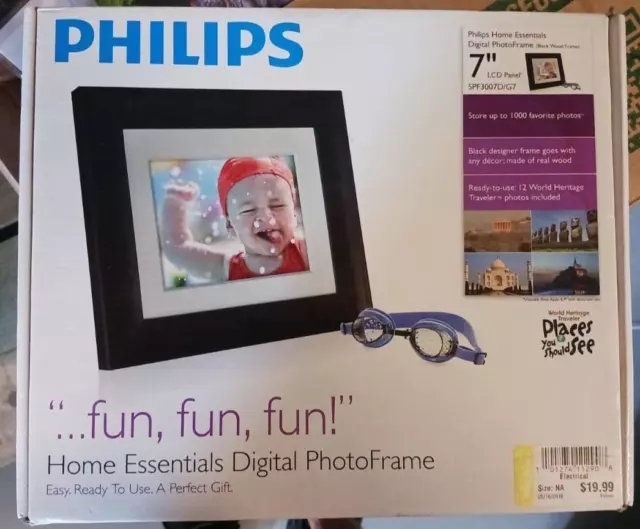 Philips Home Essentials Digital LCD Photo Frame 7 Inch Black Frame