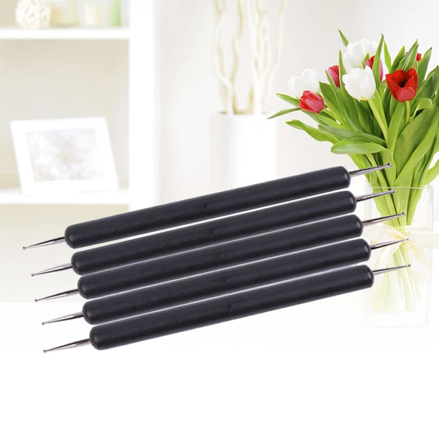 5 piezas Lápiz óptico de doble extremo herramientas para puntear uñas Pluma para arte en uñas para patrón de grabado