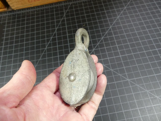 Vintage Galvanized Pulley 1 1/2" Embossed Nautical Rigging Sailboat Marine