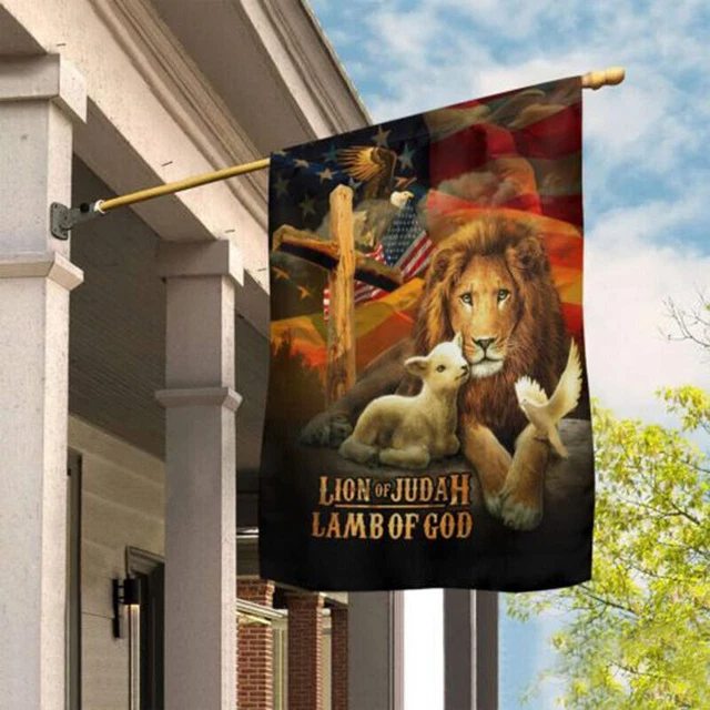 Lamb Of God Cross Lion Of Judah Cross Faith Hope Christians Jesus HOUSE FLAG