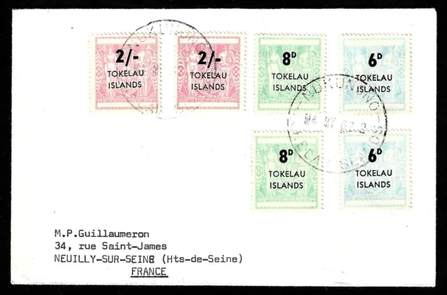 Tokelau Islands, Scott # 6-8, Year 1967 Cover To Neuilly-Sur-Seine, France