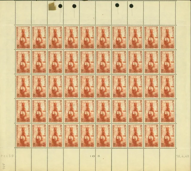 Dahomey 1941-French Colony -MNH stamps. Yvert Nr.:136. Sheet of 50(EB) AR1-01250