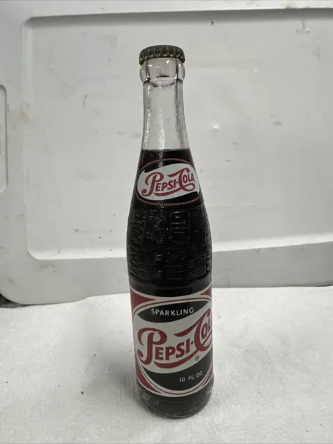 Vintage Full 10 Oz. 1950’s Pepsi Cola Soda Bottle,  Bottled In Macon, Ga