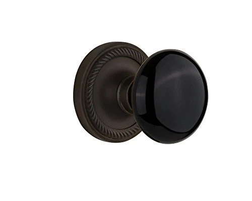Nostalgic Warehouse Rope Rosette with Black Porcelain Knob Privacy - 2.75" Oi...