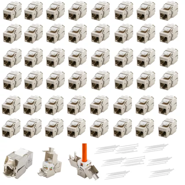 48 x Keystone Jack Modul Cat.6a RJ45 STP werkzeuglos Netzwerk Adapter LAN KOMIB