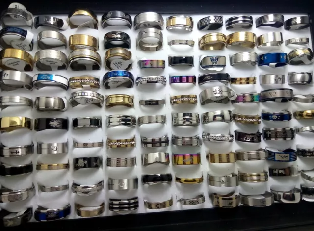 100pcs MIX Lot Men Women Fashion Stainless Steel Rings Wholesale Jewelry Job Lot