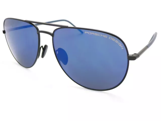 Porsche Design Occhiali da Sole Nero Opaco Blu/Blu Specchio CAT.3 Ar Lenti P8629