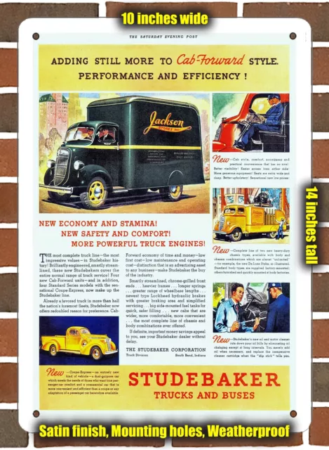 Metal Sign - 1937 Studebaker Cab Forward Van- 10x14 inches