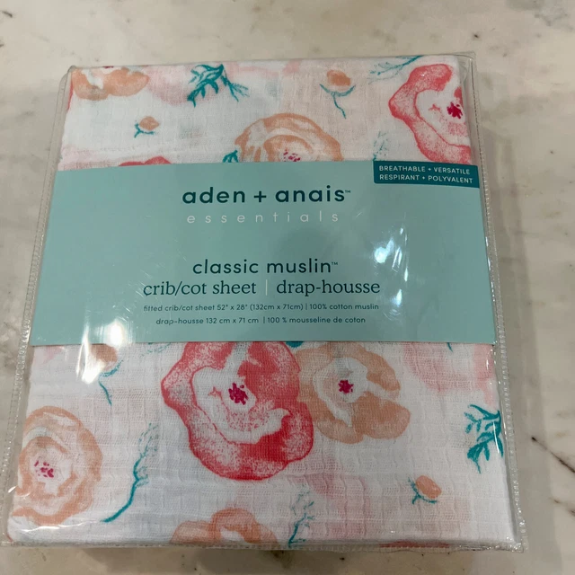 Sábana de cuna de muselina clásica Aden and Anais - 100 % algodón muselina - floración completa