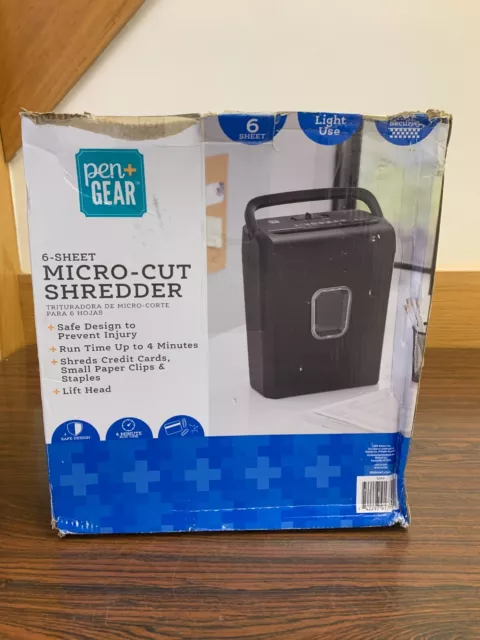 Pen + Gear 6-Sheet Crosscut, Paper/Credit Card Shredder, 11.5L x 6.5W x 16H  in. 