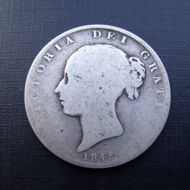1845 Half crown Coin Queen Victoria  .925 silver. British Coins FREE UK P&P