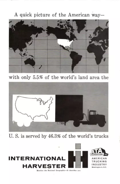 1958 Print Ad International Harvester ATA Foundation U S 45.3% of World's Trucks