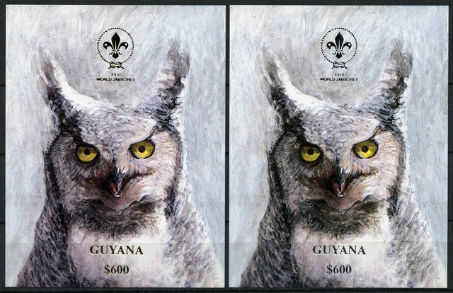 Guyana 1993 Vögel Eule Weltpfadfindertreffen Pfadfinder Block 263-264 MNH / 486