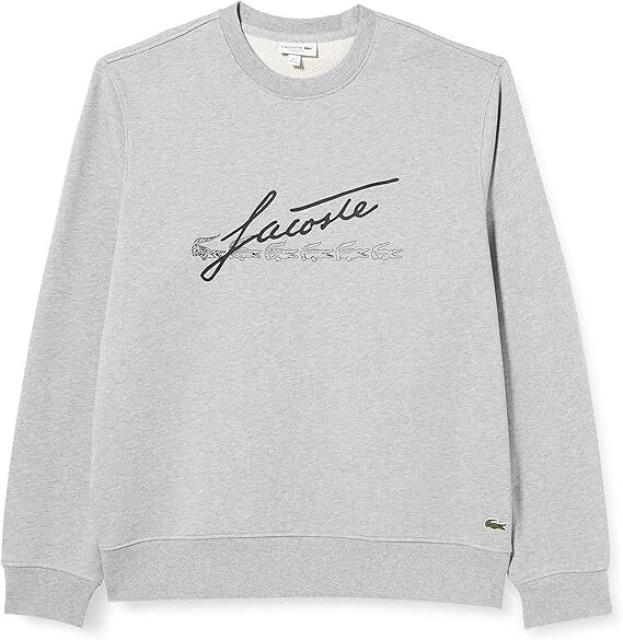 Lacoste Sweatshirt Mens Grey Signature Logo Crew Neck Size M L  SH2077