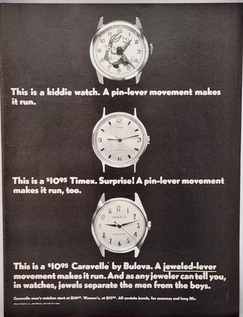 1968 Bulova Watch Co Caravelle Start At $10.95 Vintage Print Ad