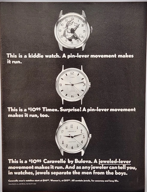 1968 Bulova Watch Co Caravelle Start At $10.95 Vintage Print Ad
