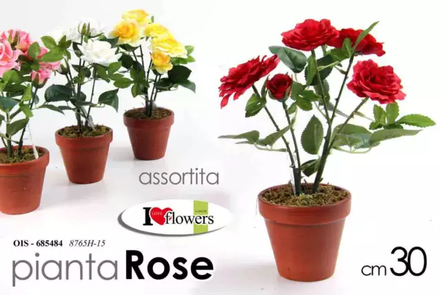 PIANTA PIANTINA FINTA Rose Artificiali Con Vaso 30 Cm Vari Colori  Ois-685484 EUR 8,90 - PicClick IT