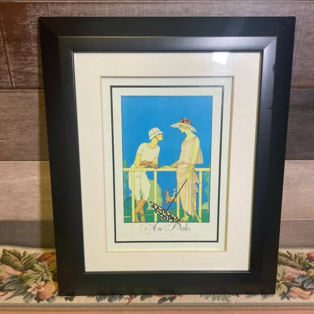 Vintage George Barbier Rare Litho Au Polo Double Matting Museum Art Print