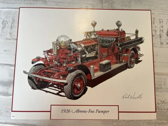 1926 Ahrens Fox Fire Truck Pumper Art Print Calendar Ad 12"x9.5"