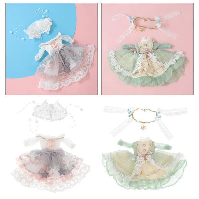 2 pezzi 1/6 vestiti per bambole abiti per bambole in stile pastorale con fascia