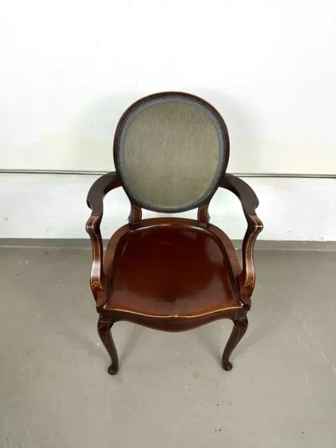 Antiker Englischer Lehnstuhl Mahagoni Fauteuil Sessel Stuhl Intarsien Victorian 2