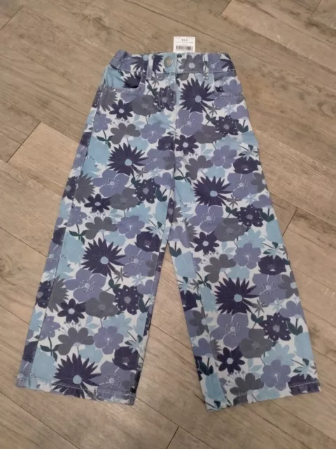 NEXT Girls Blue Floral Print Jeans Trousers Hippy Retro Age 5 Years BNWT 💞