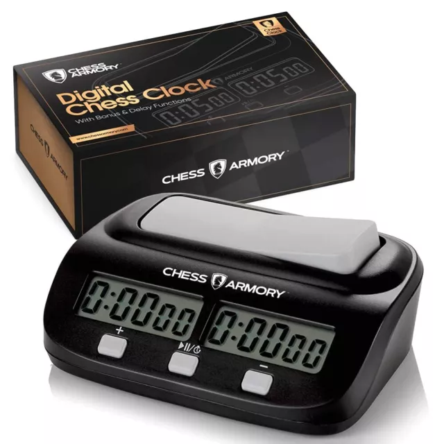 Chess Armory Digital Chess Clock - Portable Timer With Tournament And Bonus Time