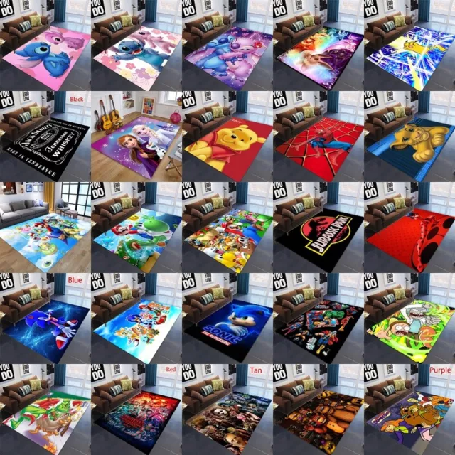 3D Print Cartoon Floor Rug Door Mat Anti-slip Living Kids Bedroom Big Carpet New