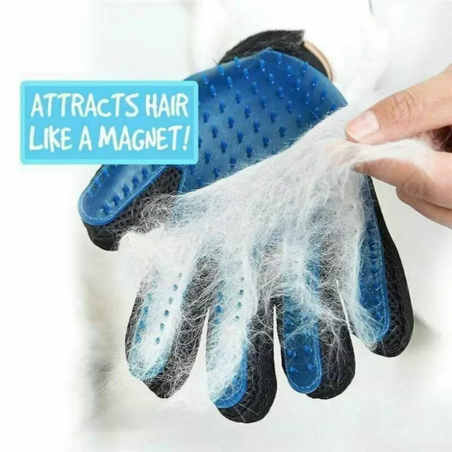 UPGRADED PAIR Pet Grooming Gloves Brush Dog Cat Fur Hair Removal Mitt Massage 3